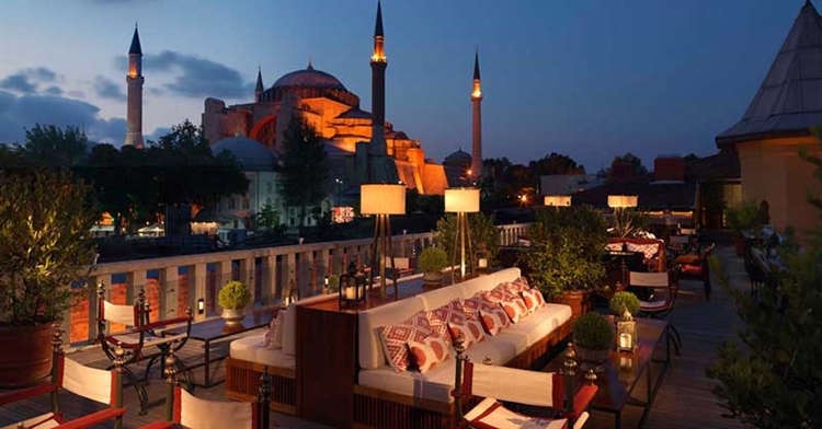 uitzicht aya sofia vanuit hotel istanbul turkije 
